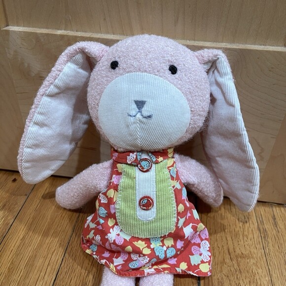 POTTERY BARN KIDS Girly Stuffed Animal Bunny Rabbit Easter Toy Pink w Dress 12" - Picture 9 of 12